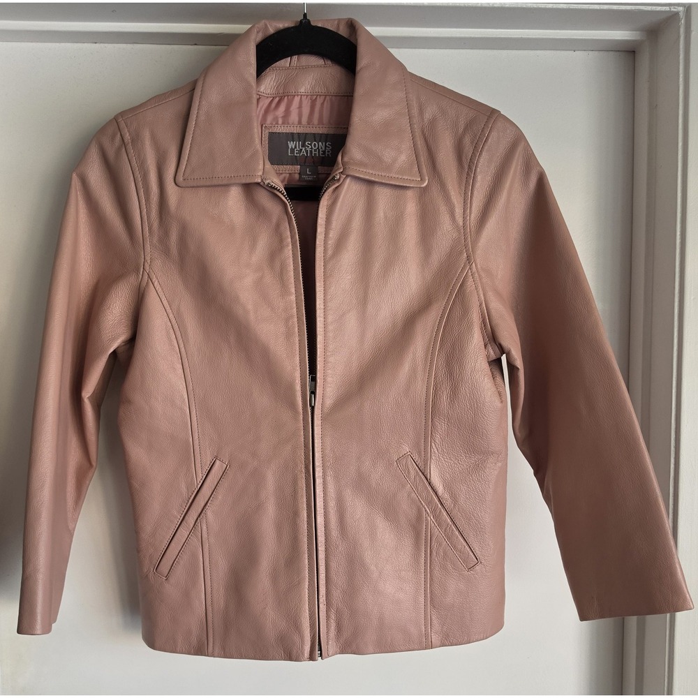 Wilsons Leather Kids Jacket Size L Pink Solid Genuine Girls